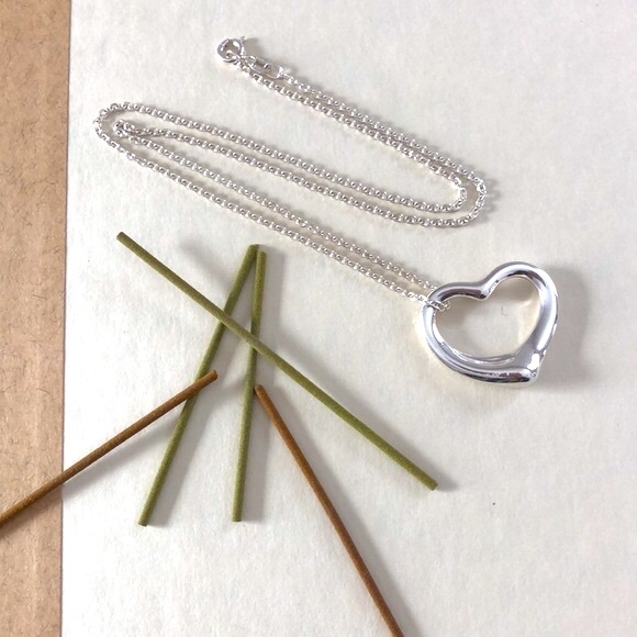 Large Floating Heart Necklace, Sterling Silver - Picture 2 of 4